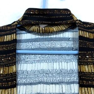 Victoria Secret  Sport Body Con Dress Open Deep Scoop Back Gold And Black Medium